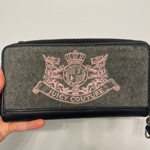 Leather Juicy Courture wallet in pink, grey and black